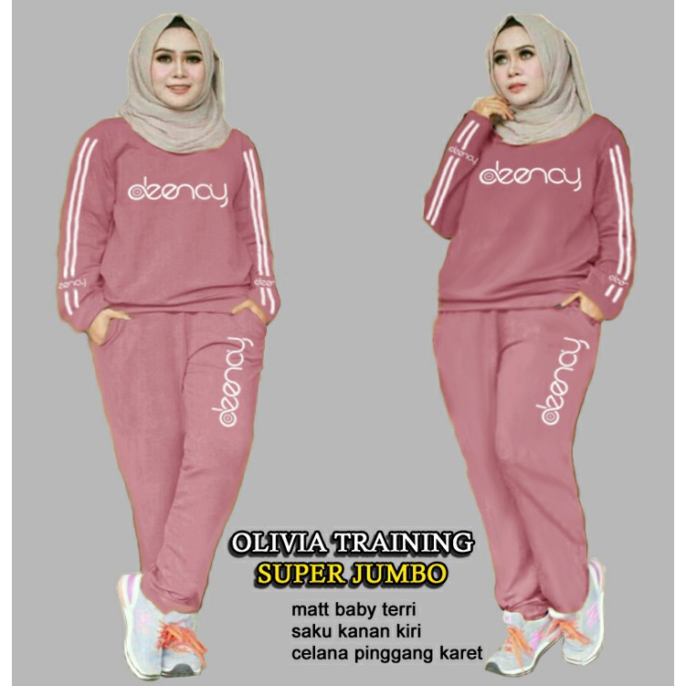 MAR TRAINING OLIVIA Pakaian SET Wanita Training Baju kaos Celana Setelan Olahraga Jumbo terbaru