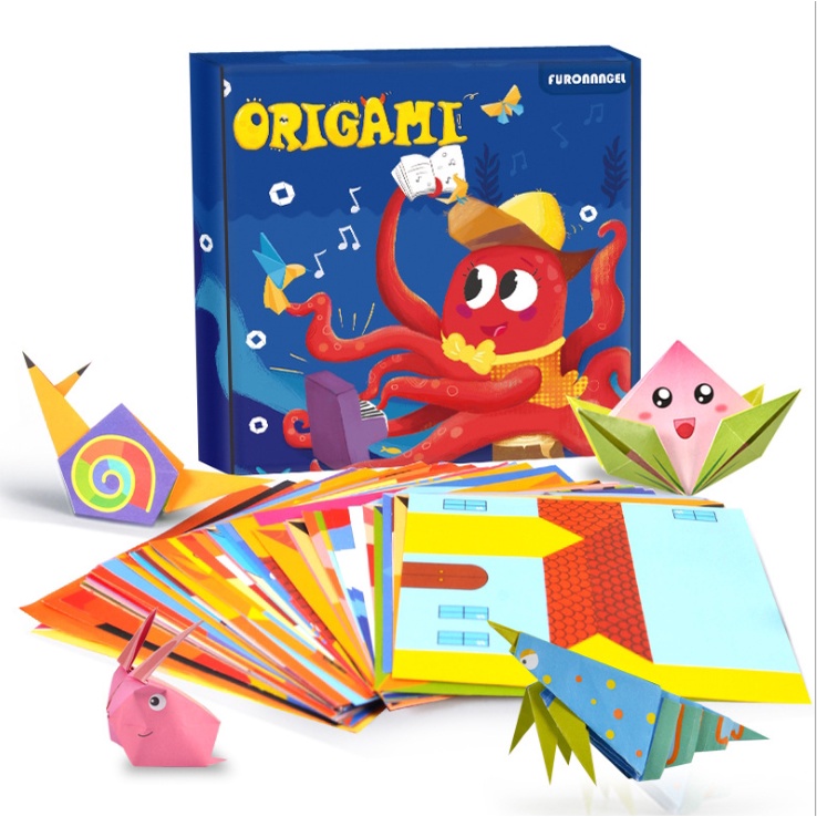 Mainan Edukasi Origami 3D Set Box / Mainan Kertas Seni Lipat Anak / Kertas Origami Lipat Motif Bahas
