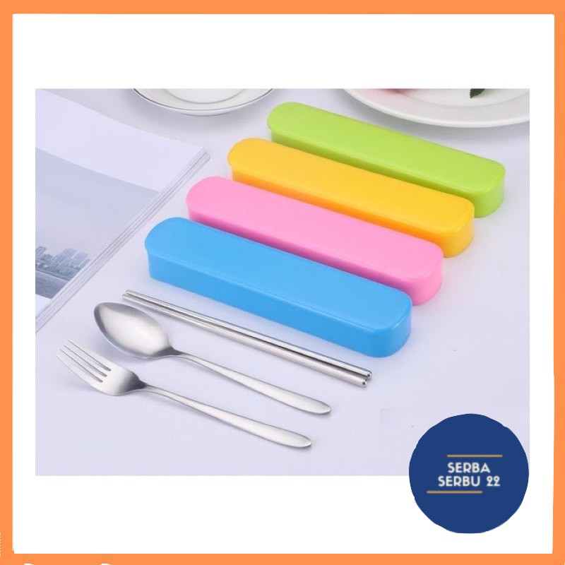 Set Alat Makan Portable Travel / Cutlery Set Stainless Sendok Garpu Sumpit