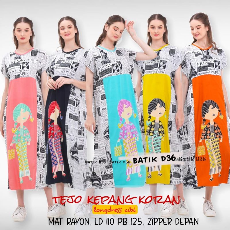 Baju Tidur Daster Rayon Halus Jumbo Busui Friendly Cibi Tejo Kepang Koran Murah