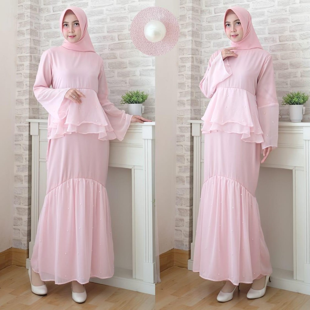 HOPYLOVY - Gamis Wanita Velvet Roberto kombi Ceruty Tabur Mutiara FEBRY