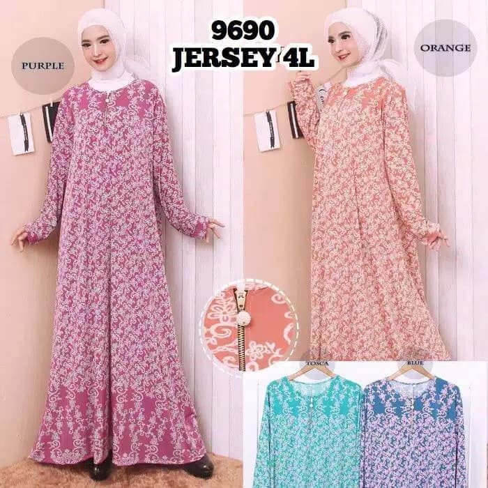 Baju Gamis Wanita Terbaru Gamis Jumbo Jersey Korea 6L 7117 Hitjab