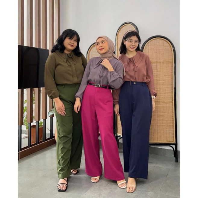[Vlowy.id] Bona pants Mossgreen (bisa live shopee)