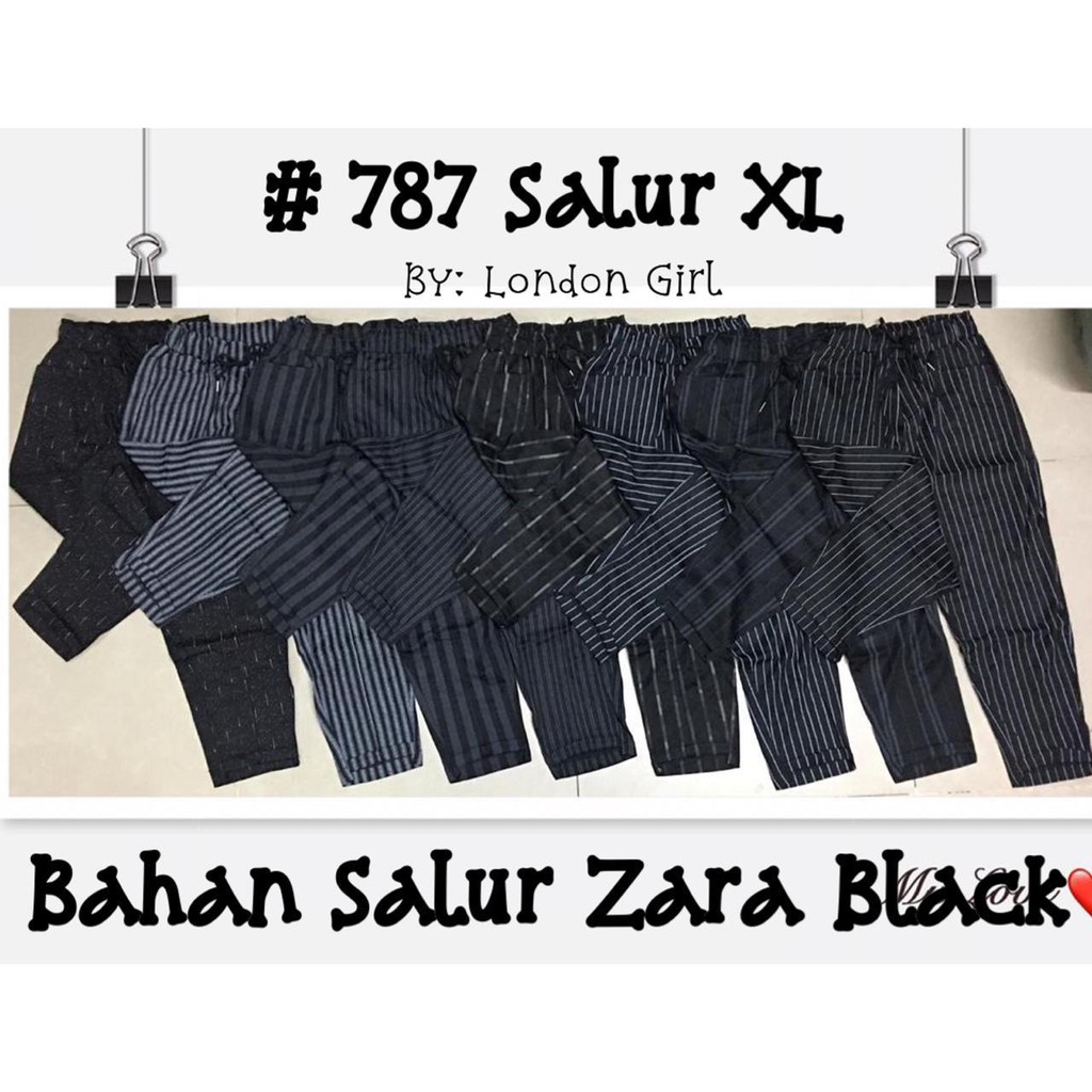 Celana Panjang Wanita Bahan Salur Zara Black XL #787/ Black Zara Woman Trouser