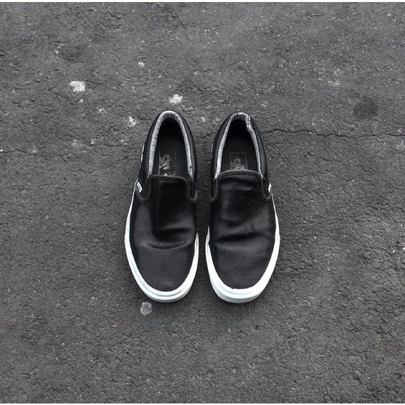 SHOES VANS SLIP ON - LEATHER PERF OG ( BLACK )
