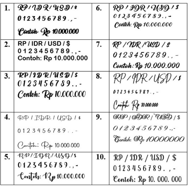 cetak Rp Nominal Mahar cutting Akrilik gold silver hitam putih pollywood triplek MDF