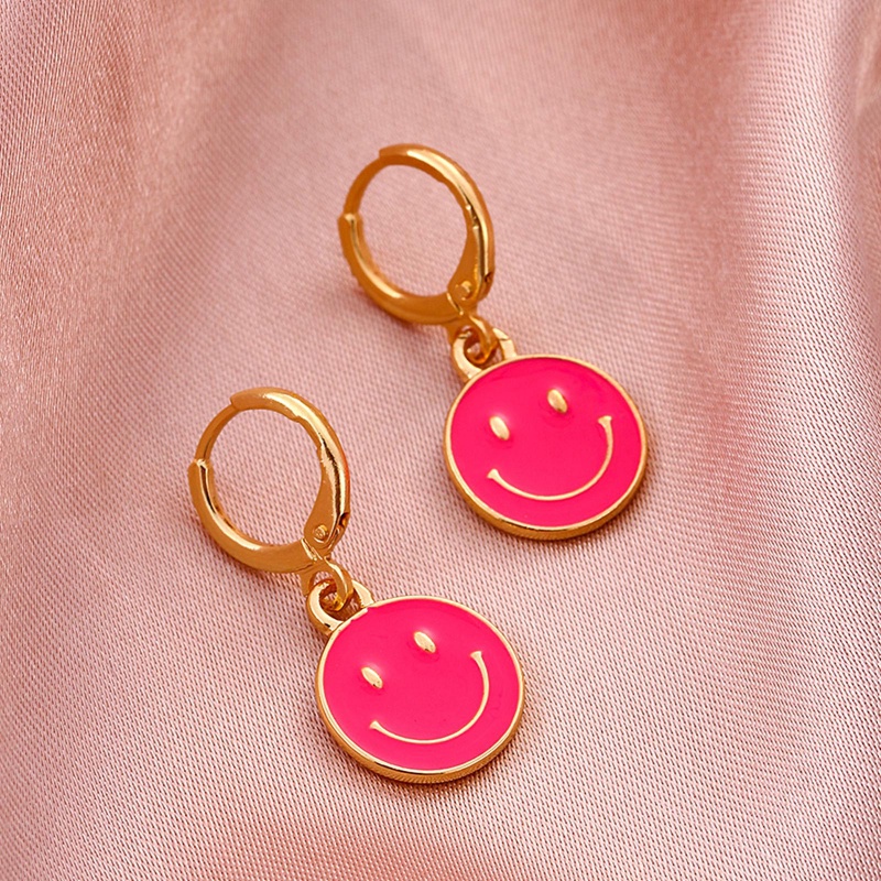 Anting Desain Smiley Bahan Metal Untuk Wanita