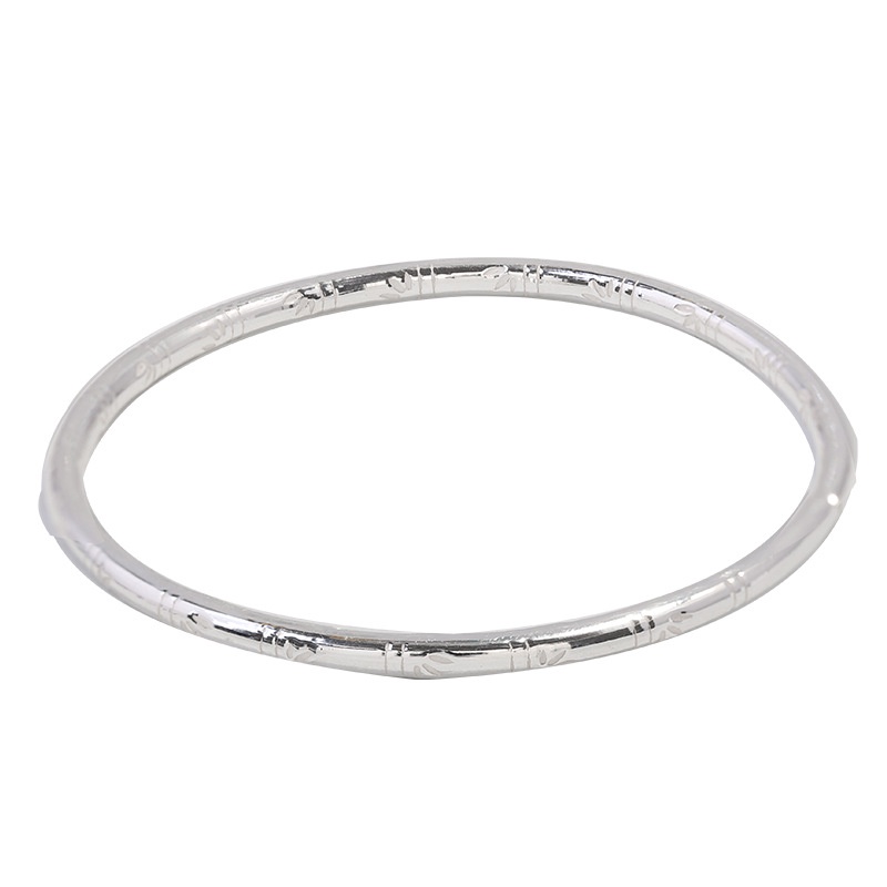 Gelang Bentuk Daun Bambu Bahan Stainless Steel Lapis Silver Untuk Wanita