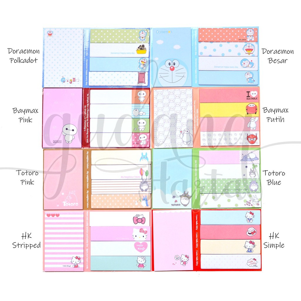 

Sticky Notes Doraemon Baymax Totoro Hello Kitty Lucu Unik Memo GC 301228