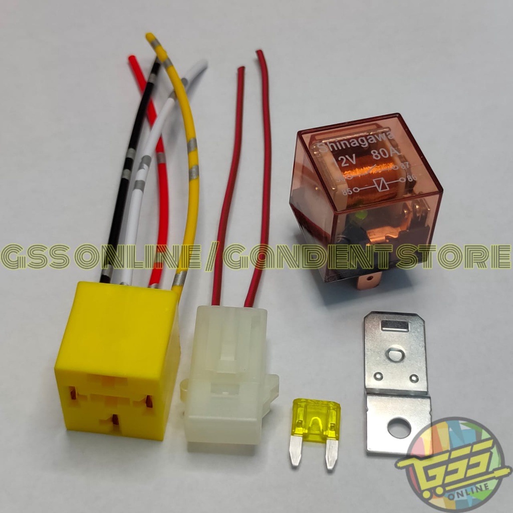 Paket lengkap Relay 4 kaki 12v 80a kaki 4 socket relay kaki 4 dan rumah sekring mini DX BONUS FUSE