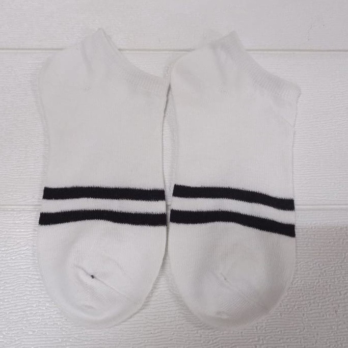 TOMSTORE.ID R097 Kaos Kaki Motif Wanita Pria Korea Cute Semata Short Socks Pendek Fashion Import-GARIS PUTIH