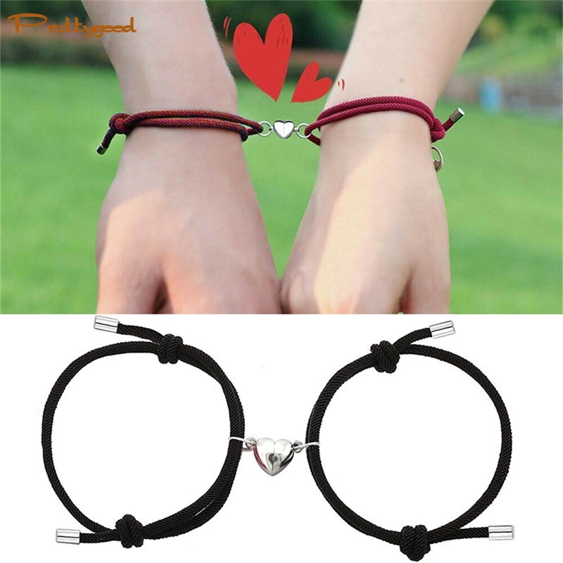 2 Pcs Gelang Cinta Pasangan Tali Kepang Magnetik Gaya Cina Untuk / Pria / Wanita -PD