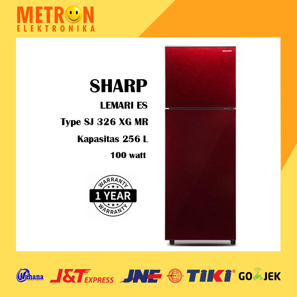 SHARP SJ 326 XG MR / RED KULKAS LEMARI ES 2 PINTU GLASS DOOR 256 LITER / SJ326XGMR