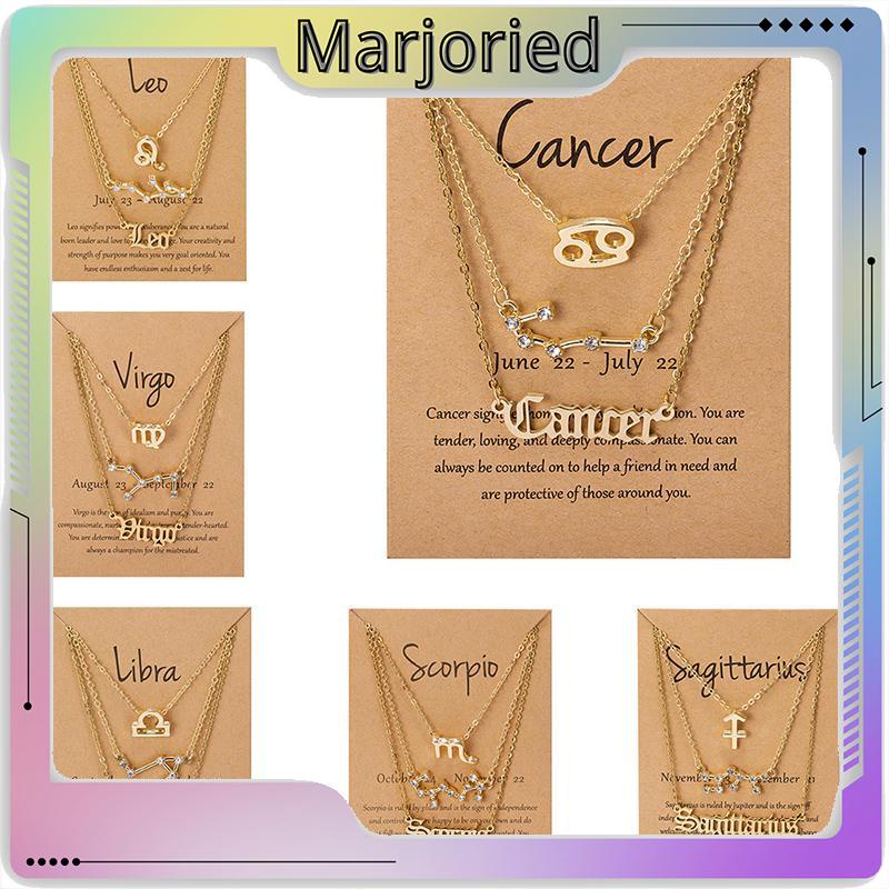 3 Pcs/set 12 Zodiak Wanita Konstelasi Liontin Rantai Kalung Ulang Tahun Perhiasan dengan Kartu Karton-MJD