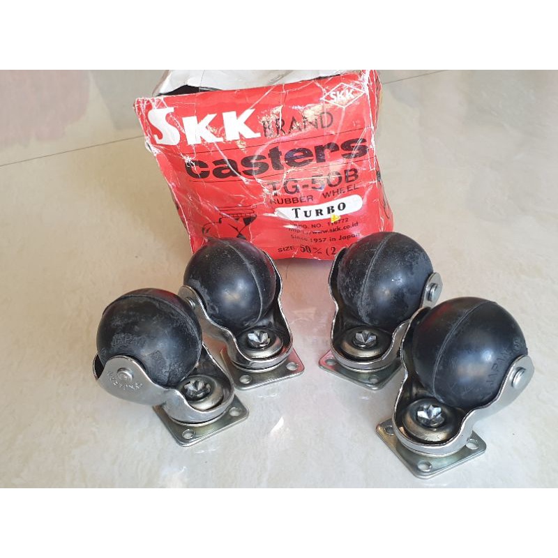 RODA etalase bundar  2inch karet hidup hitam Rubber wheel SKK TG50B