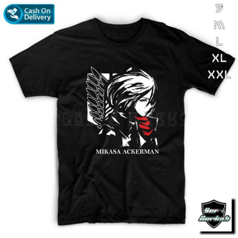 Kaos Anime Mikasa Ackerman | Kaos Mikas Ackerman | Baju Anime Mikasa Ackerman