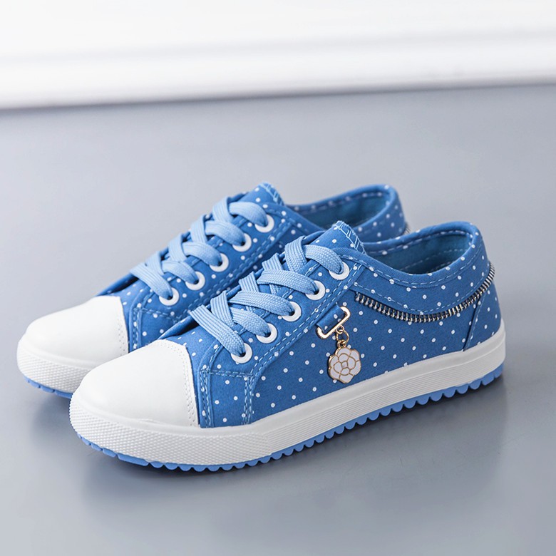 Sepatu Wanita cantik terbaru musim semi biru versi Korea Sepatu perempuan flat kasual cewek SP-011