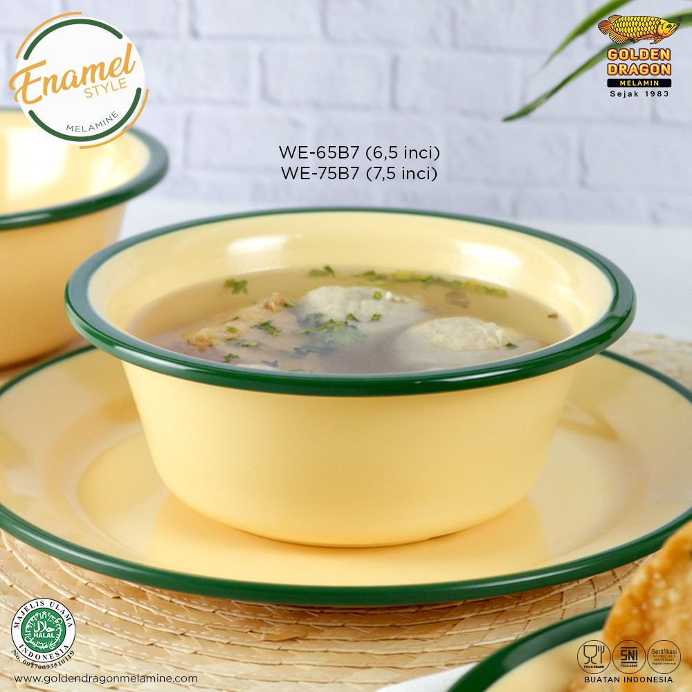 Arwana Houseware Mangkuk Bulat Enamel 7,5 inch WE-75B7 - Golden Dragon Melamine