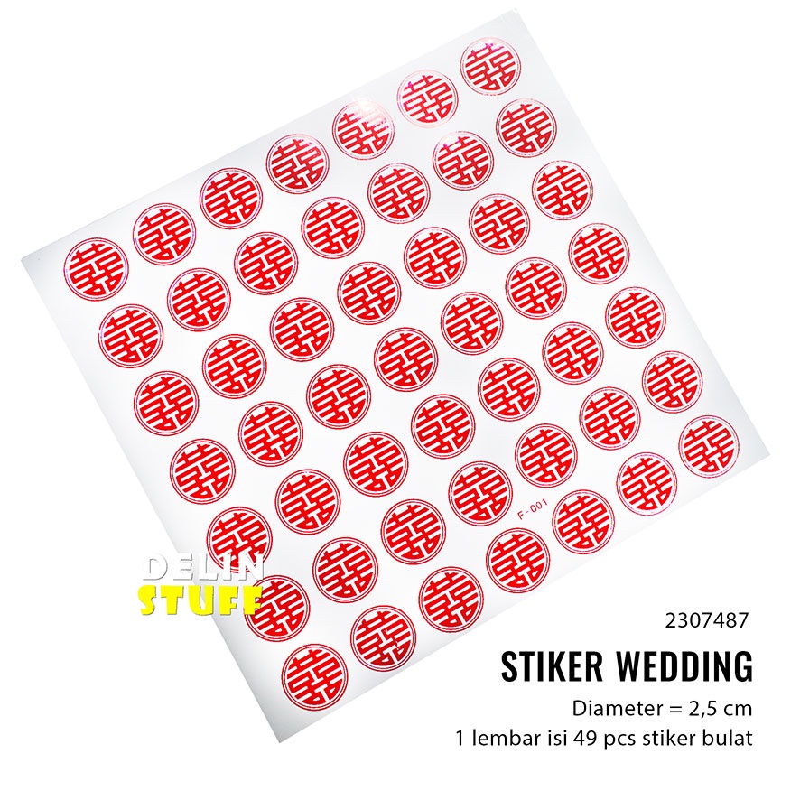 Stiker Wedding / Stiker Shuang Xi / Stiker Buah / Stiker Sangjit isi 49 pcs (2307487)