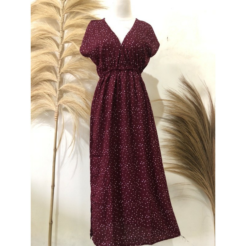 Dress Manohara Bali Panjang Mawar-Spot Maron