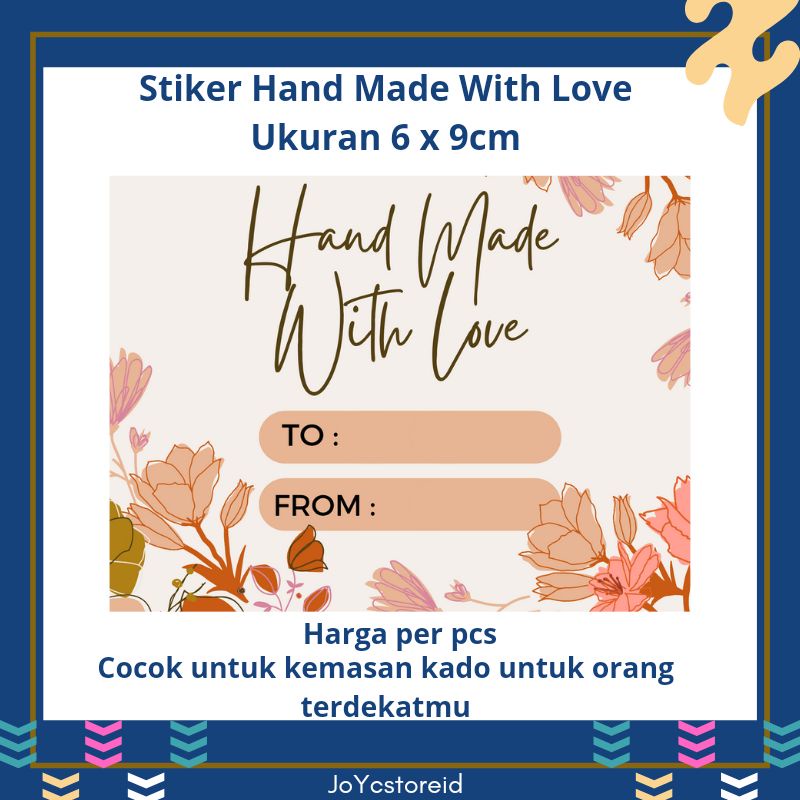 

Stiker Hand Made with Love | Stiker | Label Kemasan | Label Packaging | Label Gift | Kado |Gift Card | Kartu Ucapan | Hampers