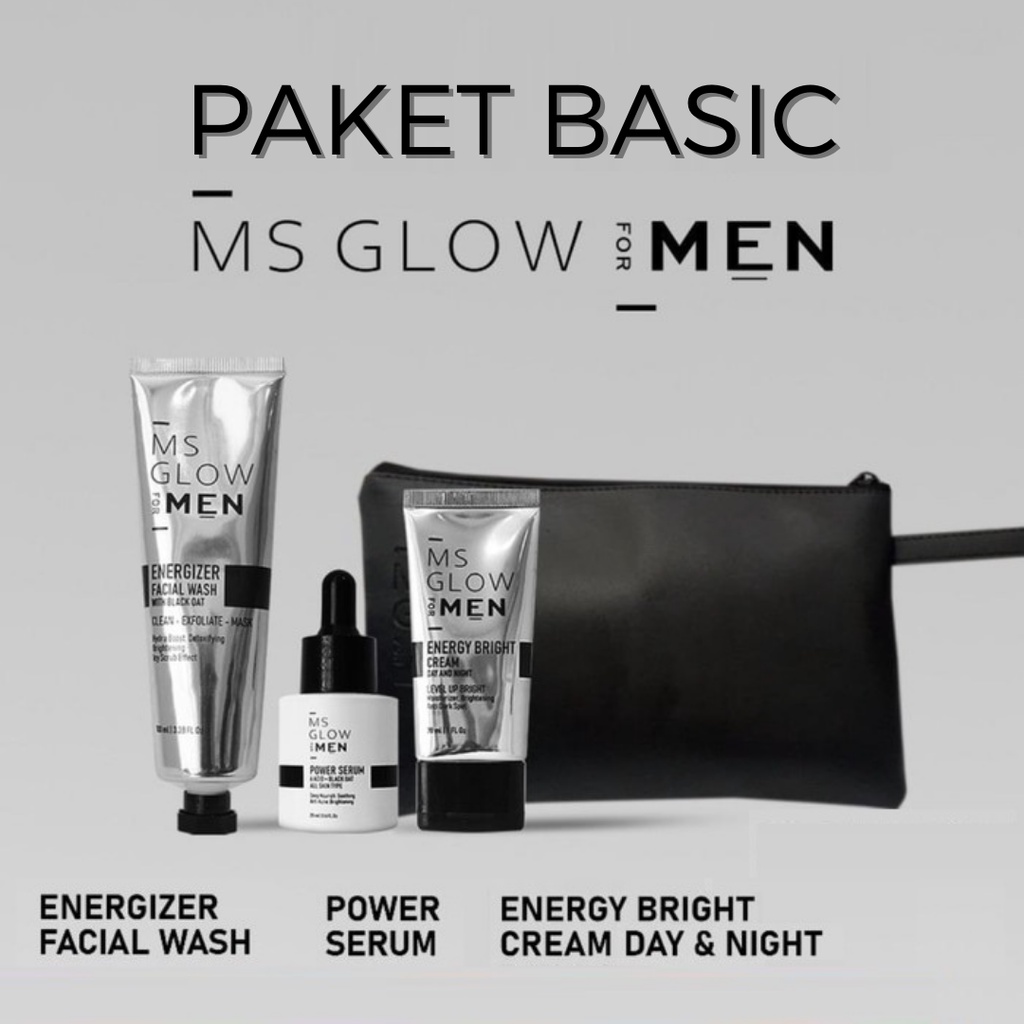 MS Glow For Men Paket Wajah Basic Rumah Cantik Paket Perawatan Mecerahkan Kulit Wajah