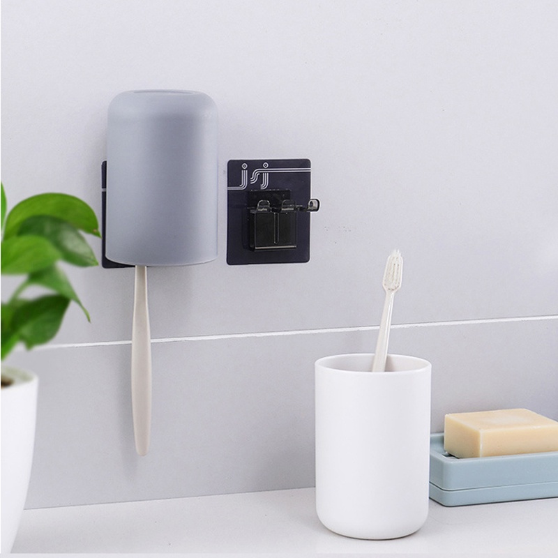 Wall Mounted Nail-Free Multicard Slot Toothbrush Holder Set/Inverted Cup Self Adhesive Storage Rack/ Bathroom Space Saving Cup Toothbrush Storage Rack/Seamless Storage Container / Multifunction Wall Hanger