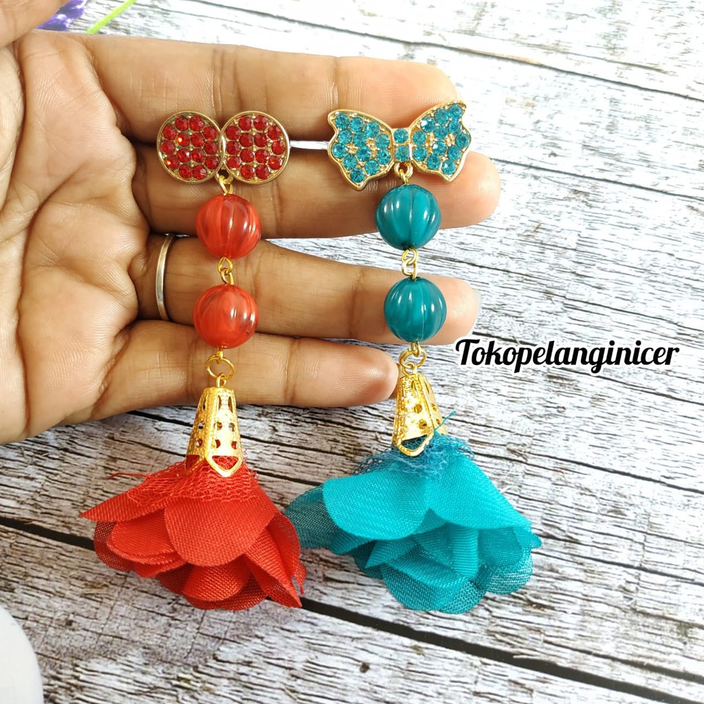 Bros Dagu Mewah Bunga Fril Aksesoris Bros Hijab Bros  Model Anting Murah By Tokopelanginicer