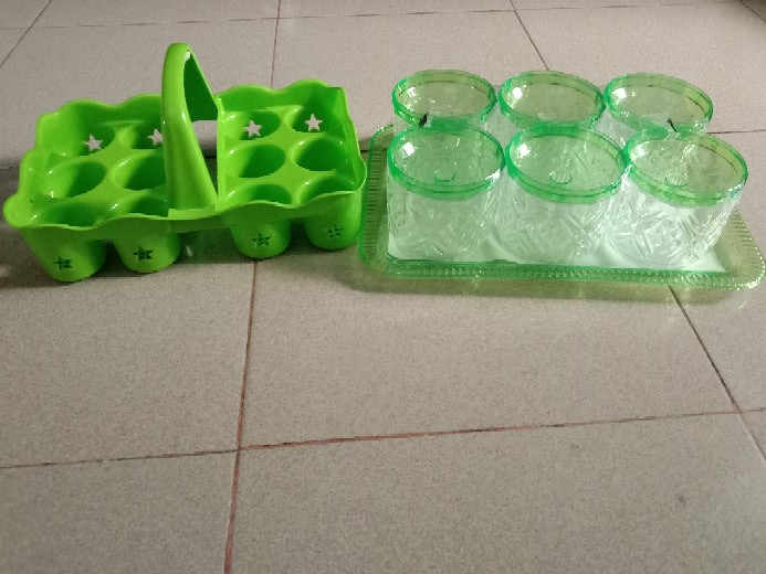 Keranjang Minuman Untuk Isi 12 Gelas Aqua Green - Keranjang Tenteng Aqua Isi 12 Genki Market