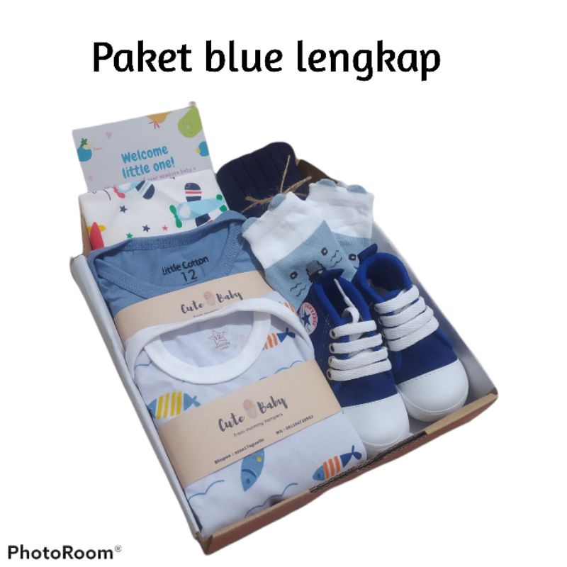 Termurah Paket Hampers Bayi / Hampers Baby / Parcel Baby / kado lahiran by cute baby-Paket blue lengkap