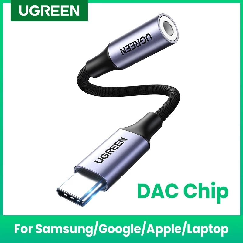 Ugreen USB C to 3.5mm Audio Adapter DAC Chip for Samsung iPad Huawei Xiaomi OnePlus Google