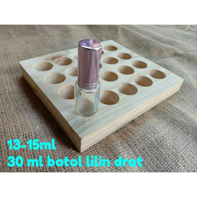 tatakan parfum 13-15ml/rak parfum kayu/dislay parfum botol lilin drat 30ml