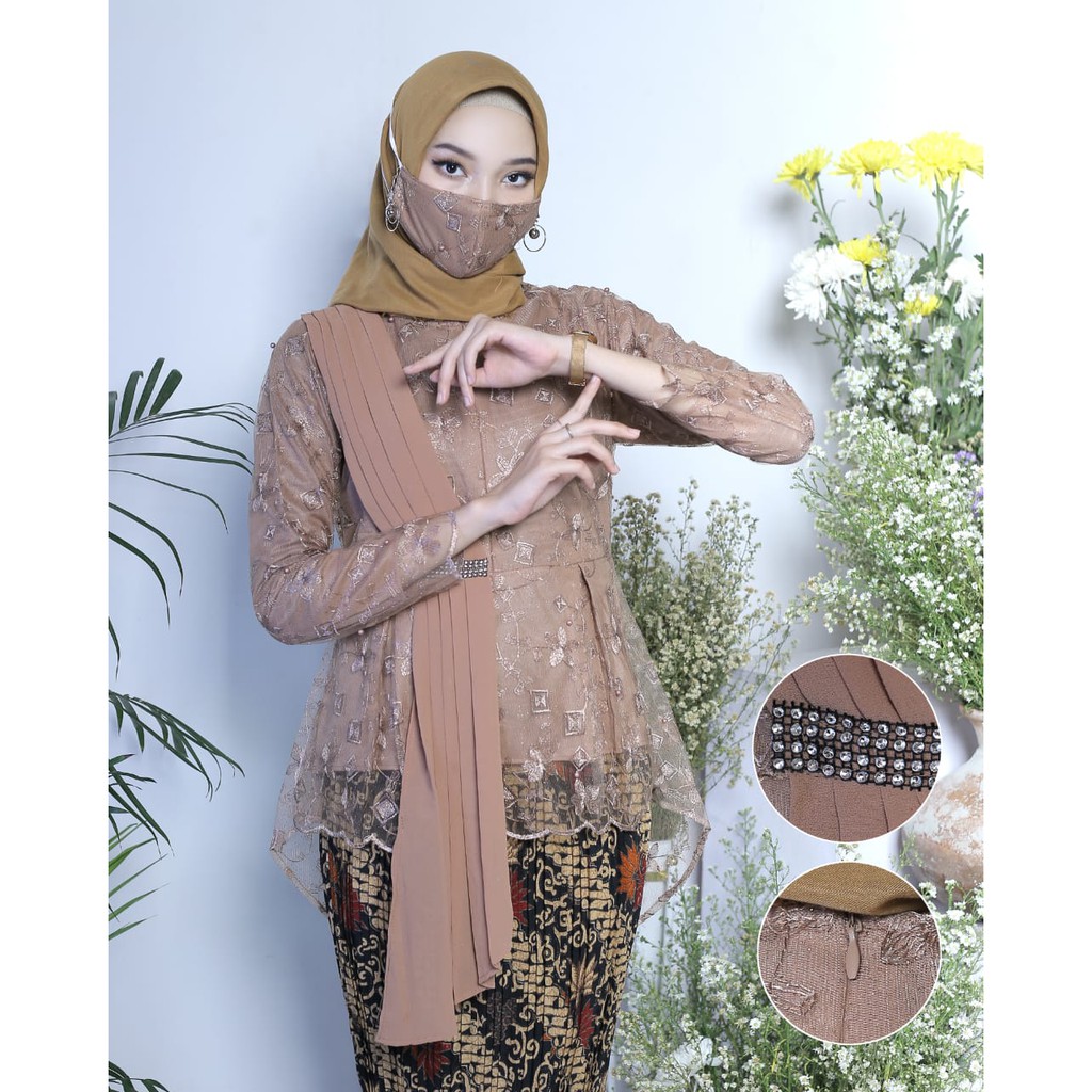 set kebaya aurora selendang termurah Kebaya /Kebaya tulle/Kebaya Wisuda /Baju Kebaya /Kebaya Moder