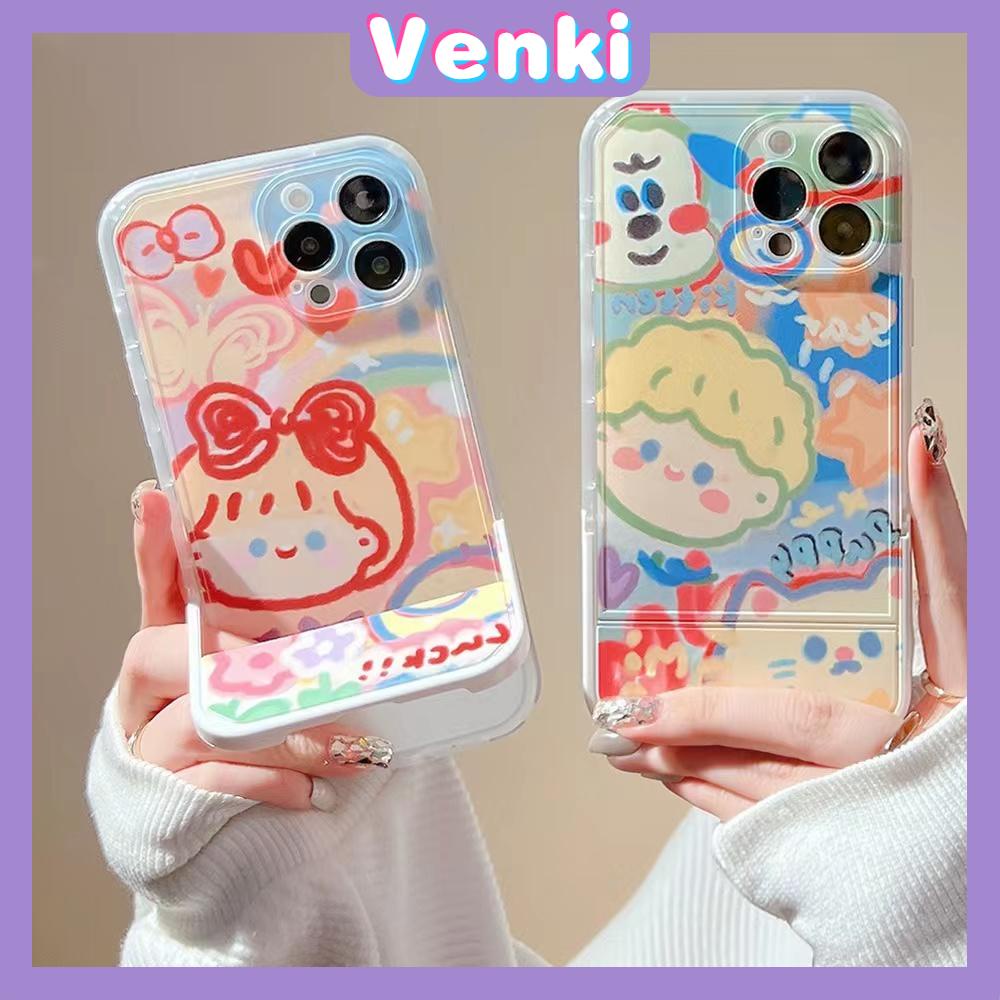 iPhone Case Silicone Soft Case Clear Case Folding Stand Shockproof Protection Camera Graffiti Cartoon Cute Compatible For iPhone 11 iPhone 13 Pro Max iPhone 12 Pro Max 7Plus xr