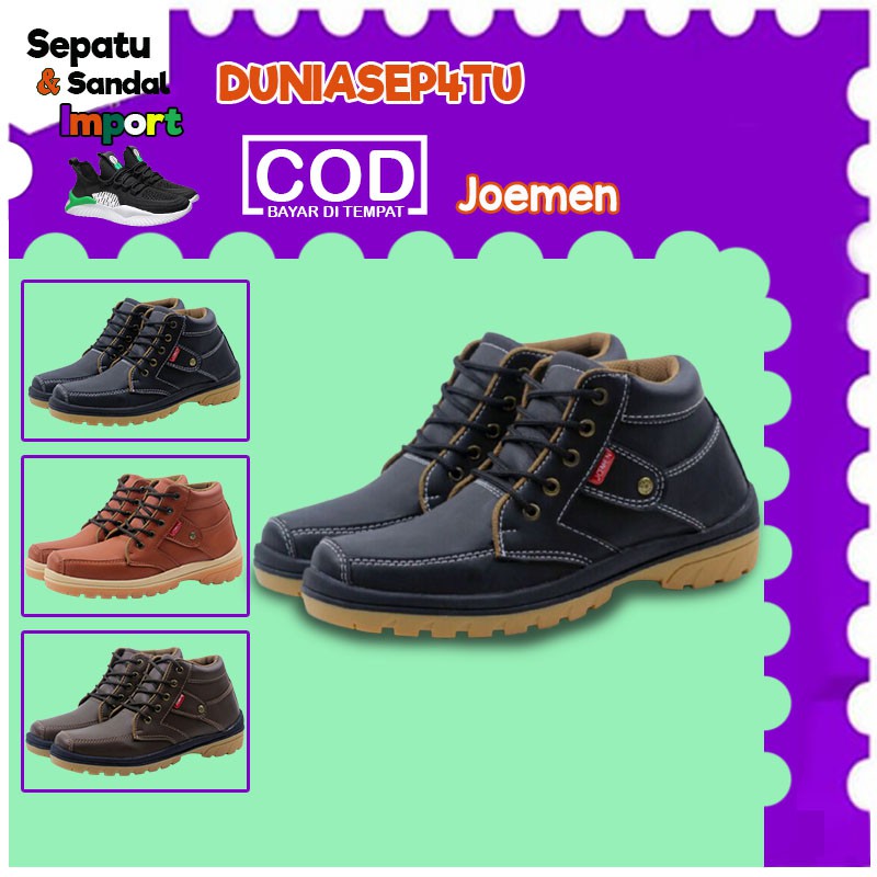 Sepatu Boots Kulit Pria Sepatu Boots Kulit laki Tali  Original Import Kekinian Fashion Korea Kwalita