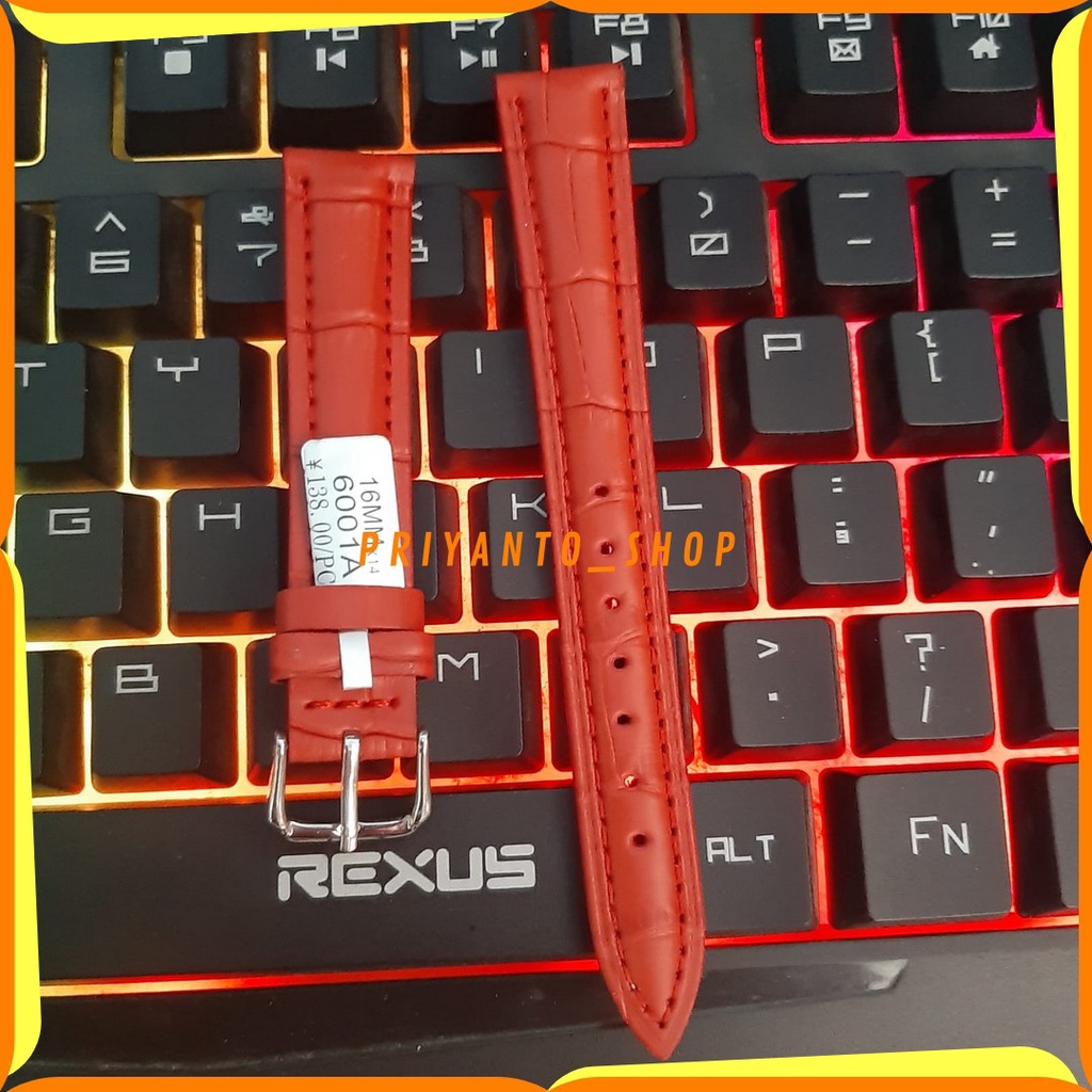 TALI JAM TANGAN LEATHERS KULIT PRIA WANITA TAMEKING  16 18 20 22 24MM MERAH STRAP WATCH BEND BONUS PEN