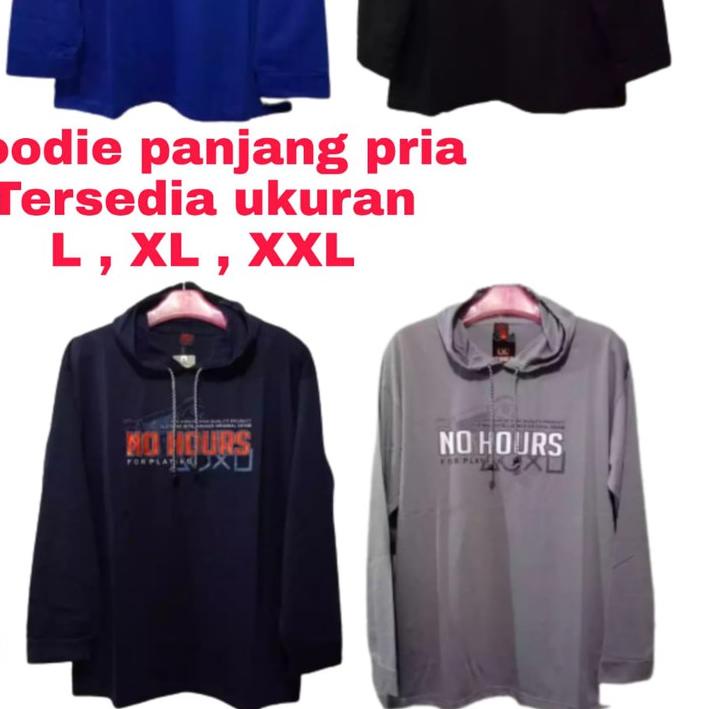 ✪ L XL XXL HOODIE PANJANG PRIA DEWASA/KAOS TANGAN PANJANG PRIA/KAOS TOPI PANJANG PRIA/BAJU LENGAN PA