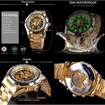 Jam Tangan Pria Forsining Analog Asil Bisnis Skeleton Otomatis Mekanis Mewah jam tangan pria gaul