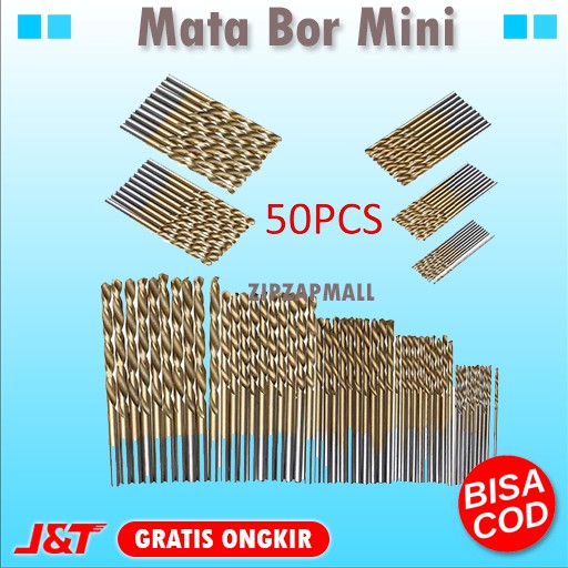 Mata Bor Set - Mata Bor Power Drill Emas 50PCS Mata Bor Kayu Besi Beton Murah Original