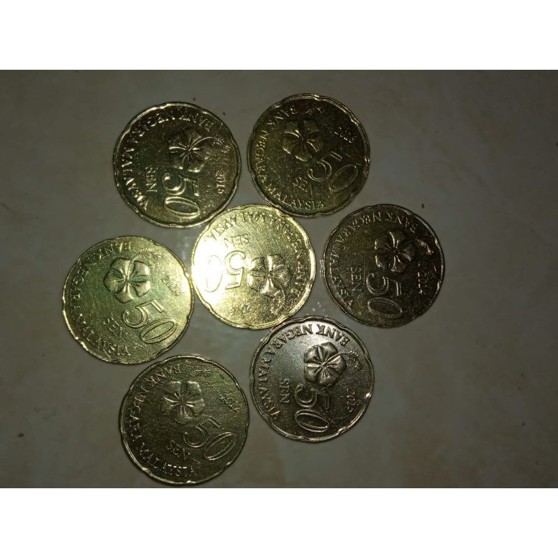 Koin Bentuk Unik cocok untuk koleksi 50 Sen Malaysia Grade XF kinclong bagus Rp5000 per keping