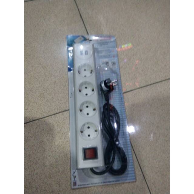 Stop kontak 4 lubang+Saklar+USB