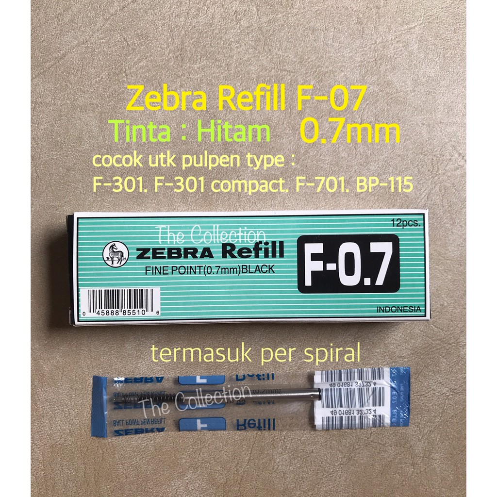 

type F Refill HITAM 0.7 isi ulang 327317 untuk pen F301 F701 BP115 zebra ATK0658ZB