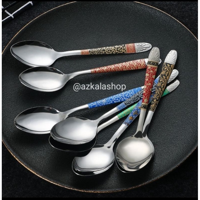 1 lusin sendok batik stainless / sendok makan model batik