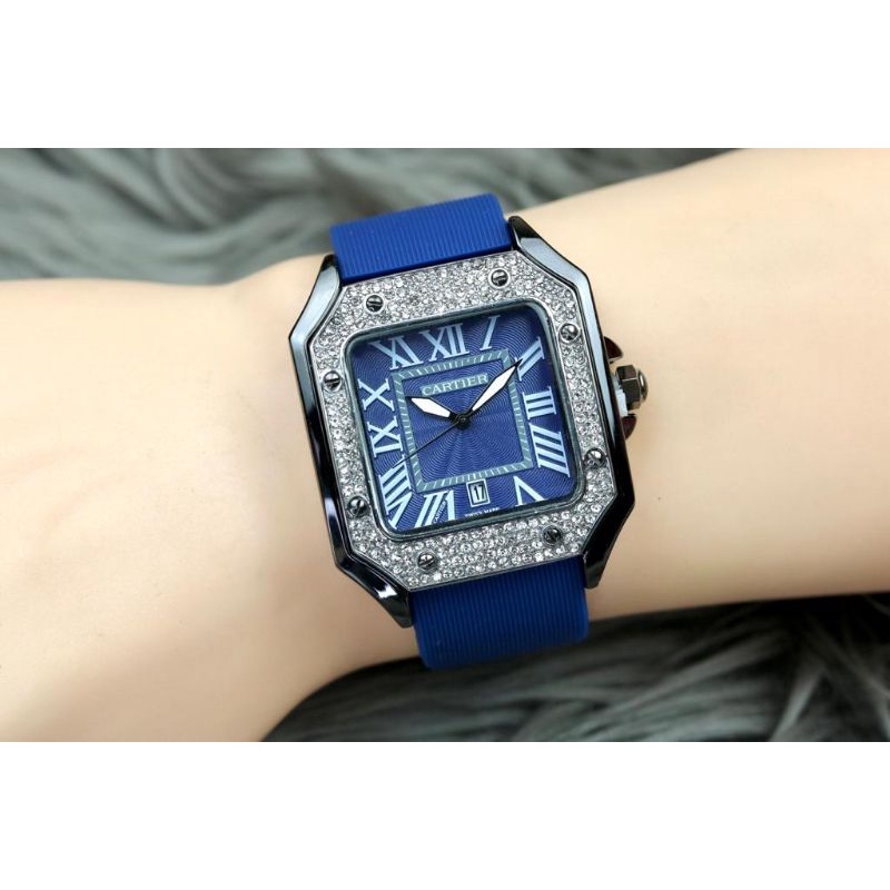 jam tangan wanita NEW Cartier diamond rubber tanggal aktif  DM4cm