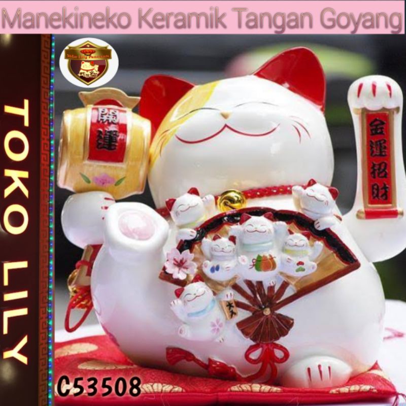 Manekineko Ceramic Large / Maneki Neko Keramik Tangan Goyang Besar