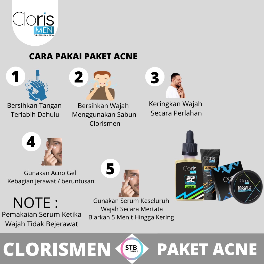 CLORISMEN PAKET ACNE Cloris Men Soap Paket Brightening Series Sabun Clorismen Original