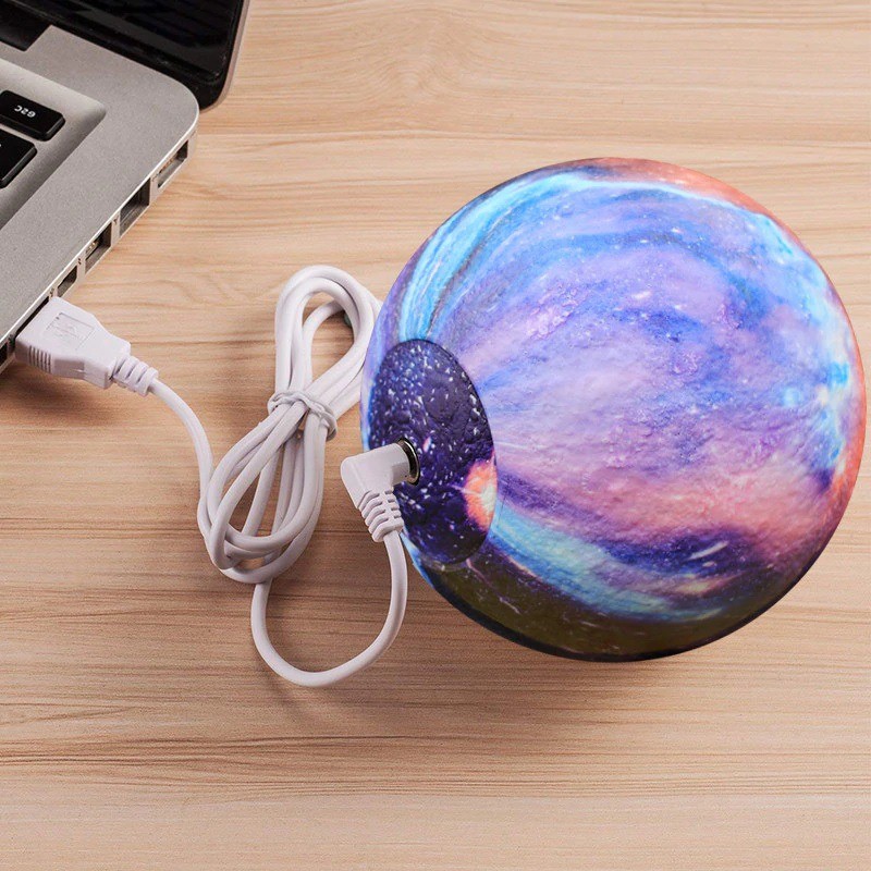 Colorful Starry Sky Lunar 3D Print - Lampu Tidur Bentuk Planet - 18 cm