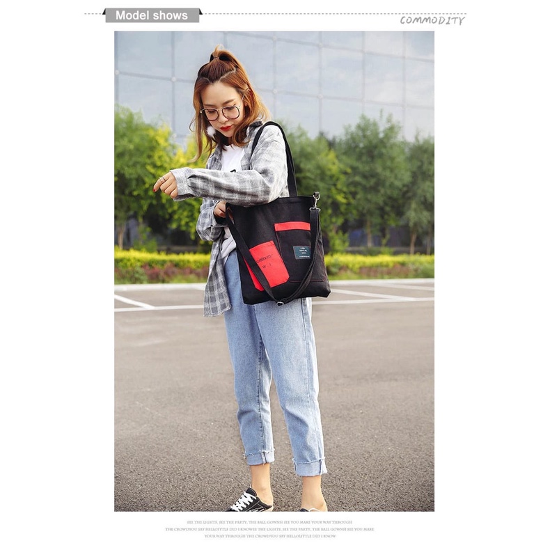 Twenty Bag - Tas Tote Bag Wanita Resleting Terbaru 2022 Aesthetic Kekinian Motif Carakter LIVING POP Korea Style Multifungsi