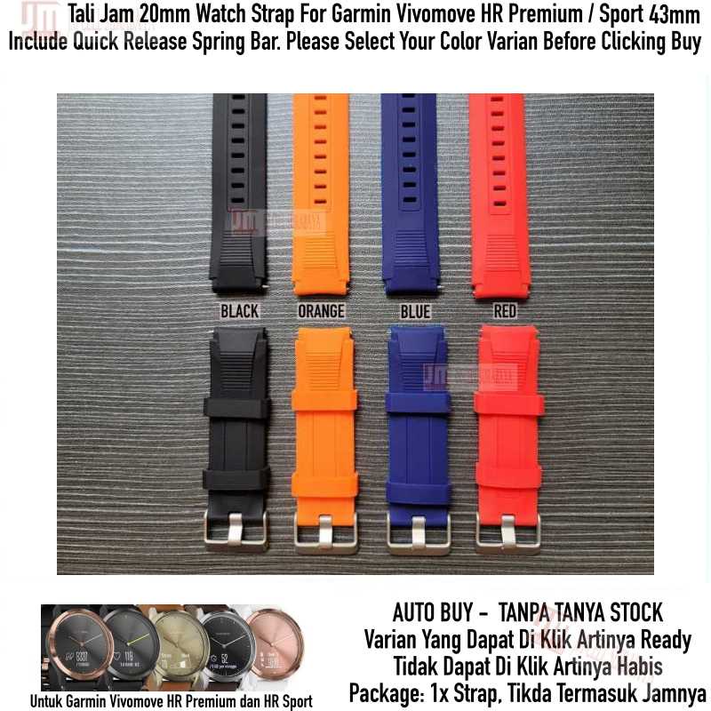 SIKAI Wide Watch Strap Garmin Vivomove HR Premium Sport 43mm - Tali Jam 20mm Rubber Sporty Silikon