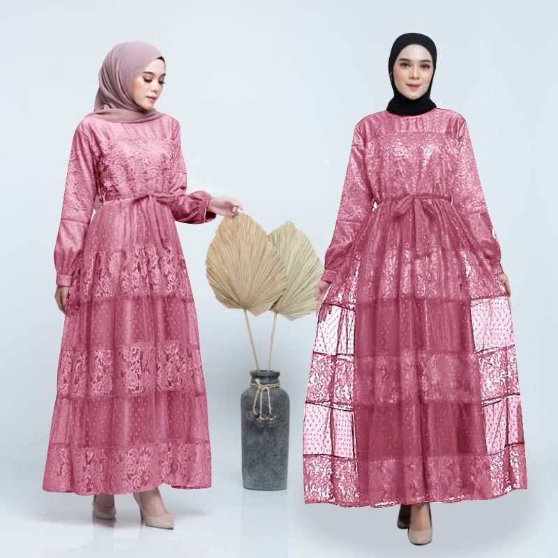 gamis pesta mewah elegan kondangan terbaru 2022 tile onde lapis furing good quality